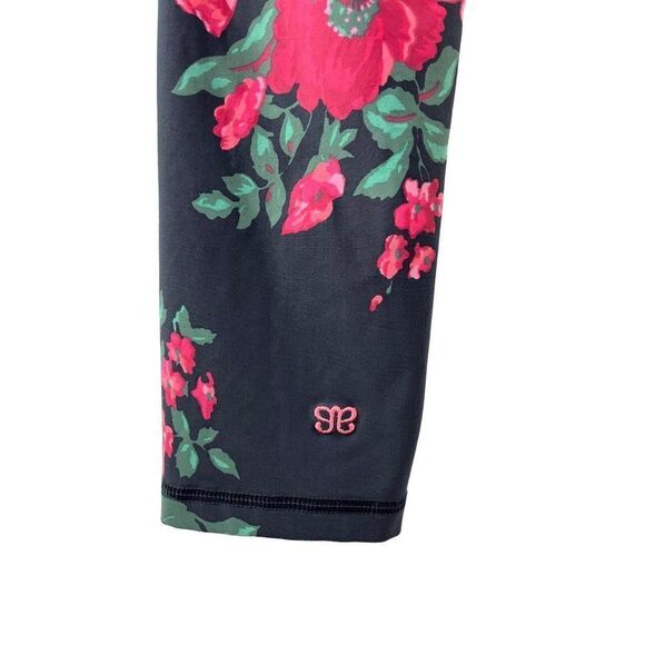 Albion Fit Antigua Pink Floral Cropped Leggings Medium Gray Compression Athletic - Picture 6 of 8